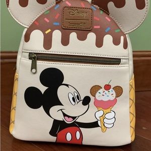 NWT Loungefly Disney Mickey Mouse Ice Cream Cone Mini Backpack NWT